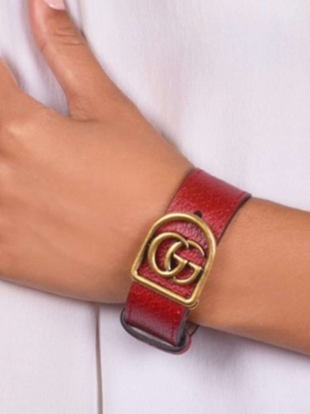 NWT~GUCCI~Marmont Double-G Leather Belt Bracelet, UNISEX